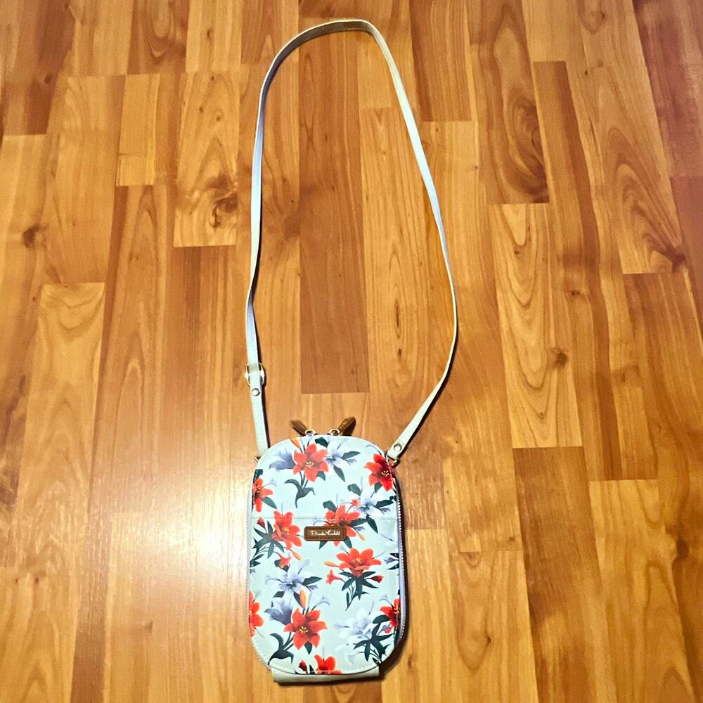 Frida Kahlo Floral White Zip Crossbody Bag Detachable Strap Pockets